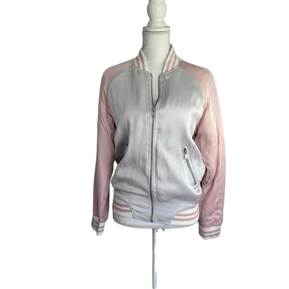 Forever 21 - Satin Gray & pink bomber jacket, Size M - Picture 7 of 7